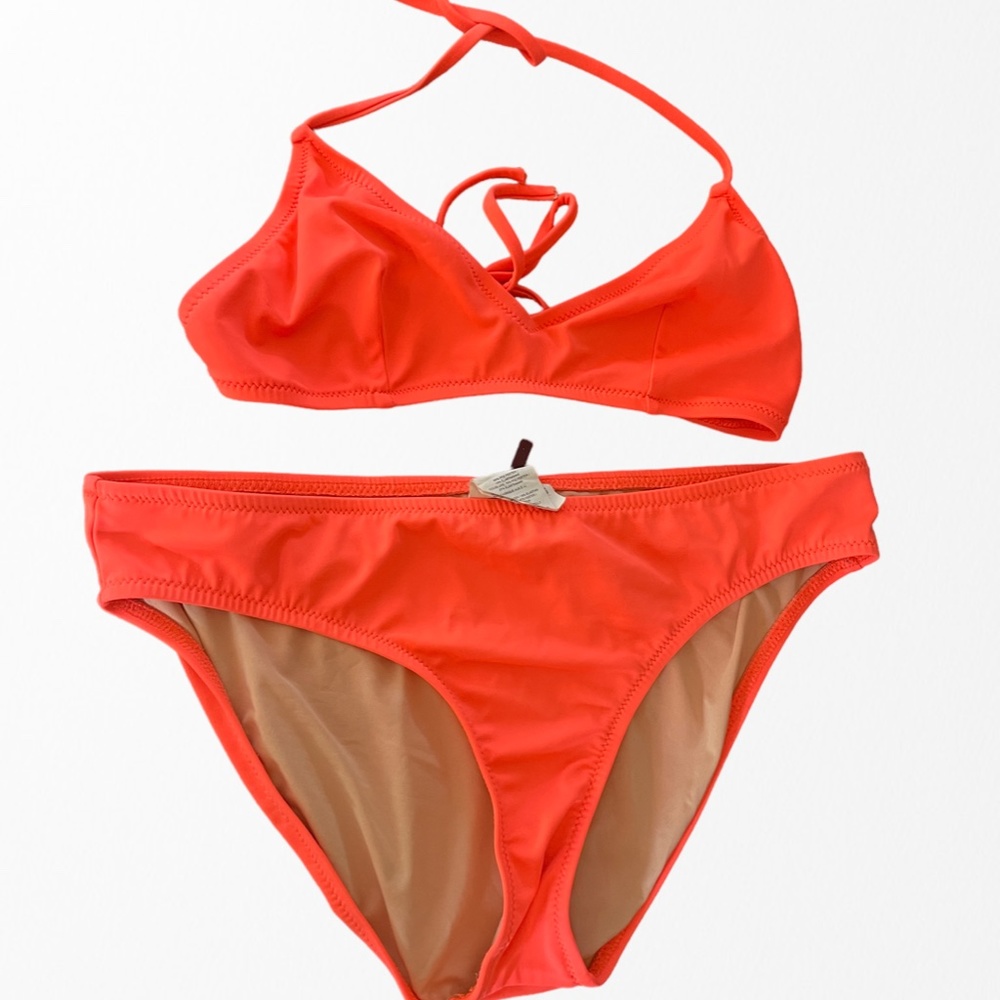 J.Crew Neon Orange French String Bikini Size Medium - Made in USA